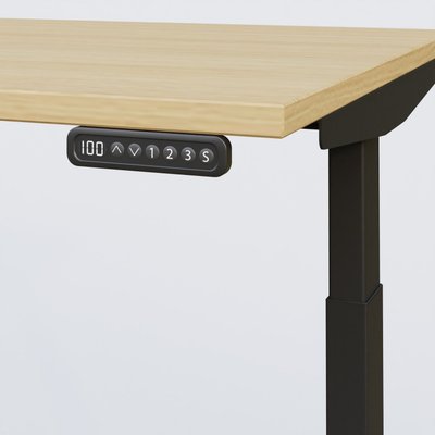 [Pas de famille] - [Pas de sous famille] - Poste solo 180*80 réglable en hauteur éléctriquement de 65-130 cm gamme KPro3. Plateau Chêne clair et pietement Noir.
