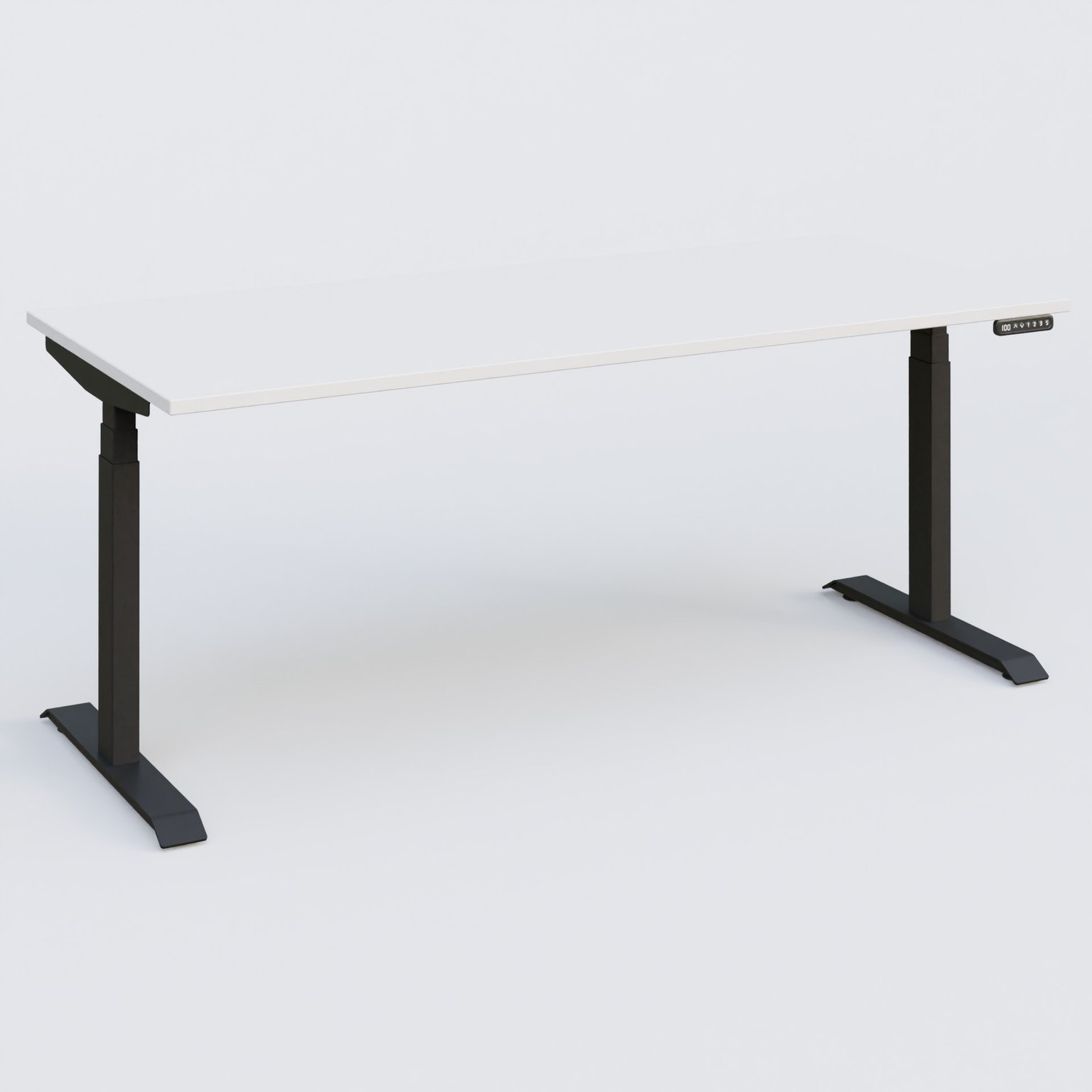 Poste solo 180*80 réglable en hauteur éléctriquement de 65-130 cm gamme KPro3. Plateau Blanc et pietement Noir.