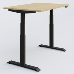 [Pas de famille] - [Pas de sous famille] - Poste solo 180*80 réglable en hauteur éléctriquement de 65-130 cm gamme KPro3. Plateau Chêne clair et pietement Noir.
