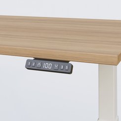 [Pas de famille] - [Pas de sous famille] - Poste solo 120*80 réglable en hauteur éléctriquement de 70-120 cm gamme KPro2. Plateau Noyer et pietement Blanc.