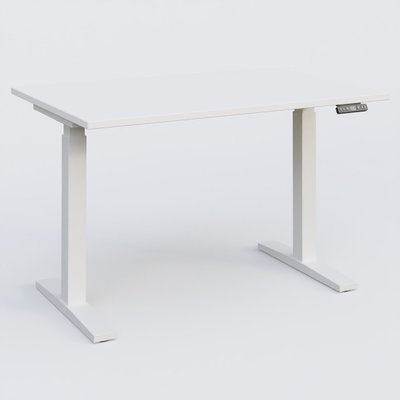 [Pas de famille] - [Pas de sous famille] - Poste solo 120*80 réglable en hauteur éléctriquement de 70-120 cm gamme KPro2. Plateau Blanc et pietement Blanc.