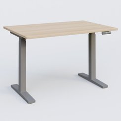 [Pas de famille] - [Pas de sous famille] - Poste solo 120*80 réglable en hauteur éléctriquement de 70-120 cm gamme KPro2. Plateau Hêtre et pietement Aluminium.