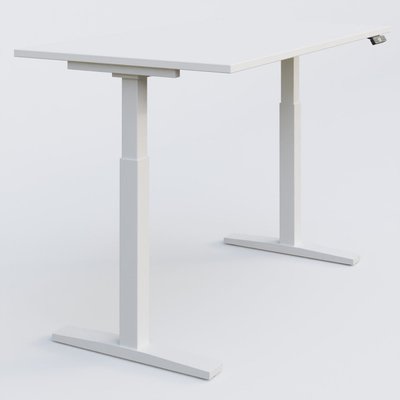 [Pas de famille] - [Pas de sous famille] - Poste solo 120*80 réglable en hauteur éléctriquement de 70-120 cm gamme KPro2. Plateau Blanc et pietement Blanc.