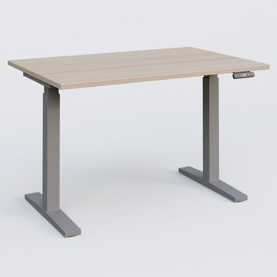 [Pas de famille] - [Pas de sous famille] - Poste solo 120*80 réglable en hauteur éléctriquement de 70-120 cm gamme KPro2. Plateau Acacia et pietement Aluminium.