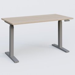 [Pas de famille] - [Pas de sous famille] - Poste solo 140*70 réglable en hauteur éléctriquement de 70-120 cm gamme KPro2. Plateau Acacia et pietement Aluminium.