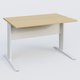 K1 Plateau droit 120x80 avec voile de fond métal. Plateau Chêne clair et pietement Blanc