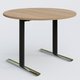 Table ronde gamme Pure diametre 110 cm. Plateau Noyer et pietement Noir/Chrome.