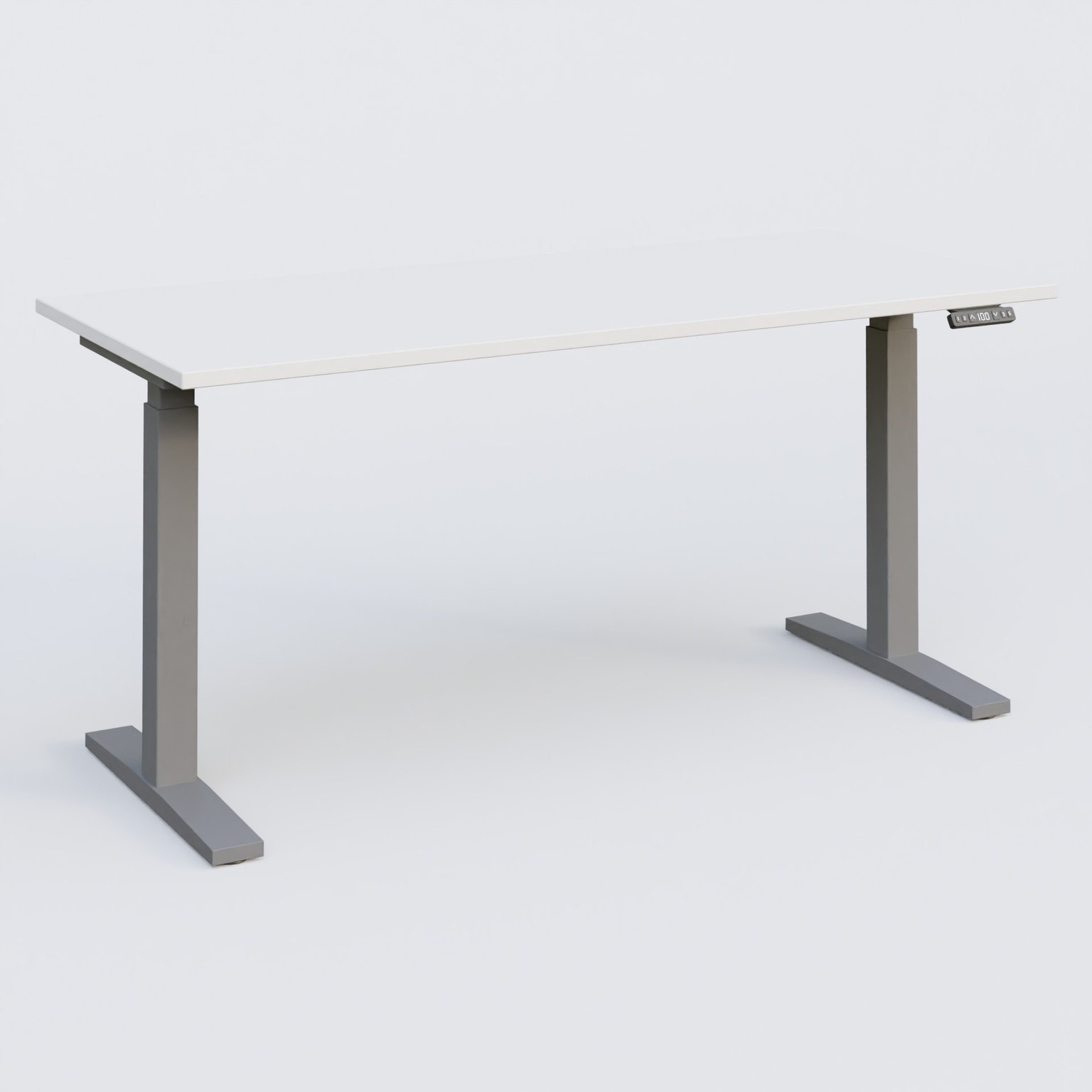 Poste solo 160*70 réglable en hauteur éléctriquement de 70-120 cm gamme KPro2. Plateau Blanc et pietement Aluminium.
