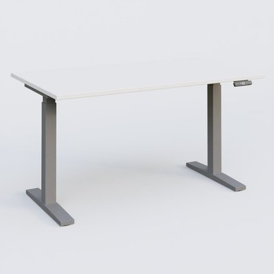 [Pas de famille] - [Pas de sous famille] - Poste solo 140*80 réglable en hauteur éléctriquement de 70-120 cm gamme KPro2. Plateau Blanc et pietement Aluminium.