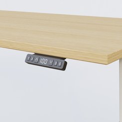 [Pas de famille] - [Pas de sous famille] - Poste solo 140*80 réglable en hauteur éléctriquement de 70-120 cm gamme KPro2. Plateau Chêne clair et pietement Blanc.