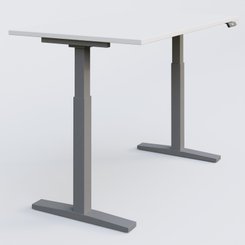 [Pas de famille] - [Pas de sous famille] - Poste solo 140*80 réglable en hauteur éléctriquement de 70-120 cm gamme KPro2. Plateau Blanc et pietement Aluminium.