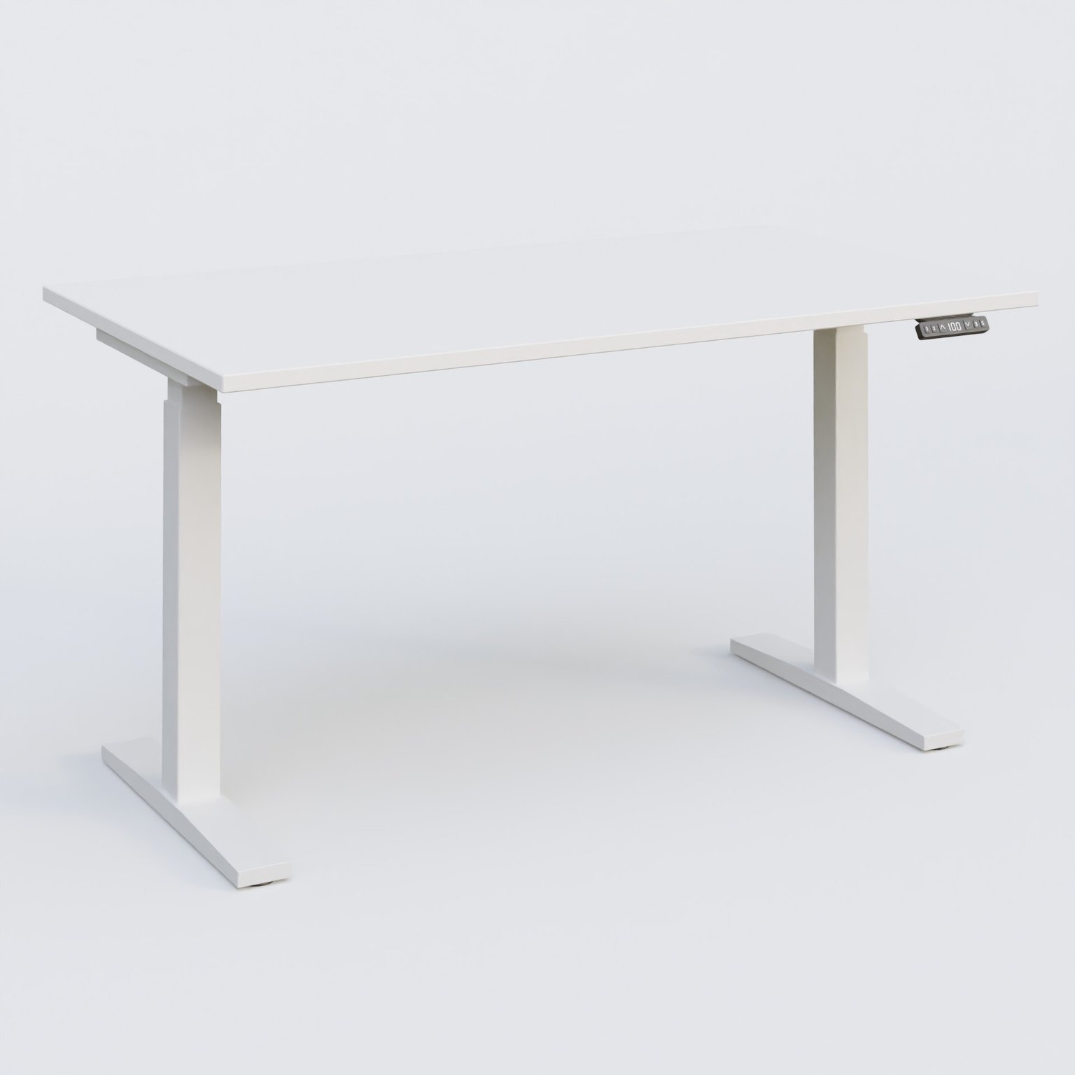 Poste solo 140*80 réglable en hauteur éléctriquement de 70-120 cm gamme KPro2. Plateau Blanc et pietement Blanc.