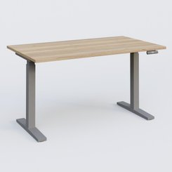 [Pas de famille] - [Pas de sous famille] - Poste solo 140*80 réglable en hauteur éléctriquement de 70-120 cm gamme KPro2. Plateau Chêne naturel et pietement Aluminium.