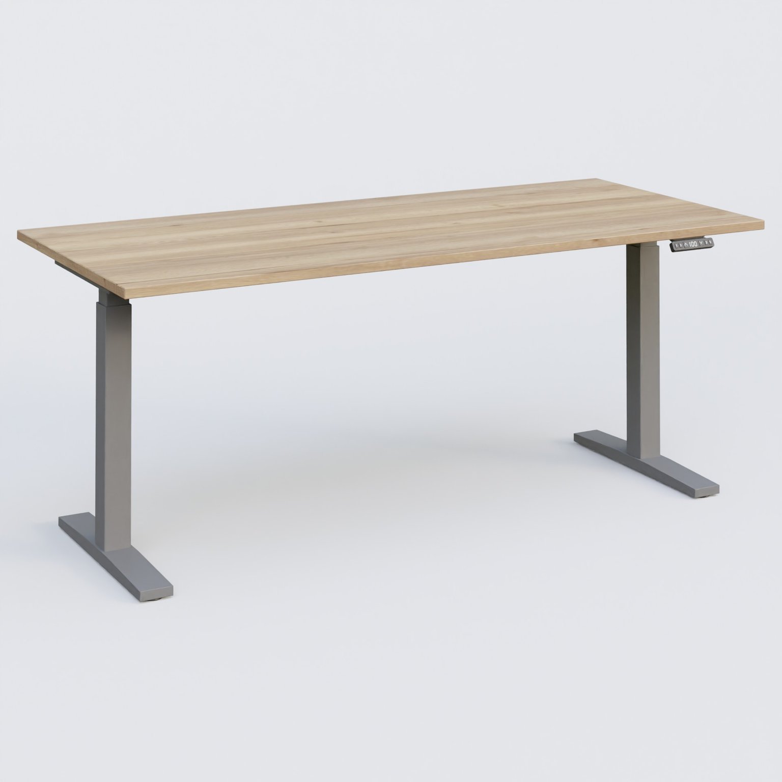 Poste solo 180*80 réglable en hauteur éléctriquement de 70-120 cm gamme KPro2. Plateau Chêne naturel et pietement Aluminium.