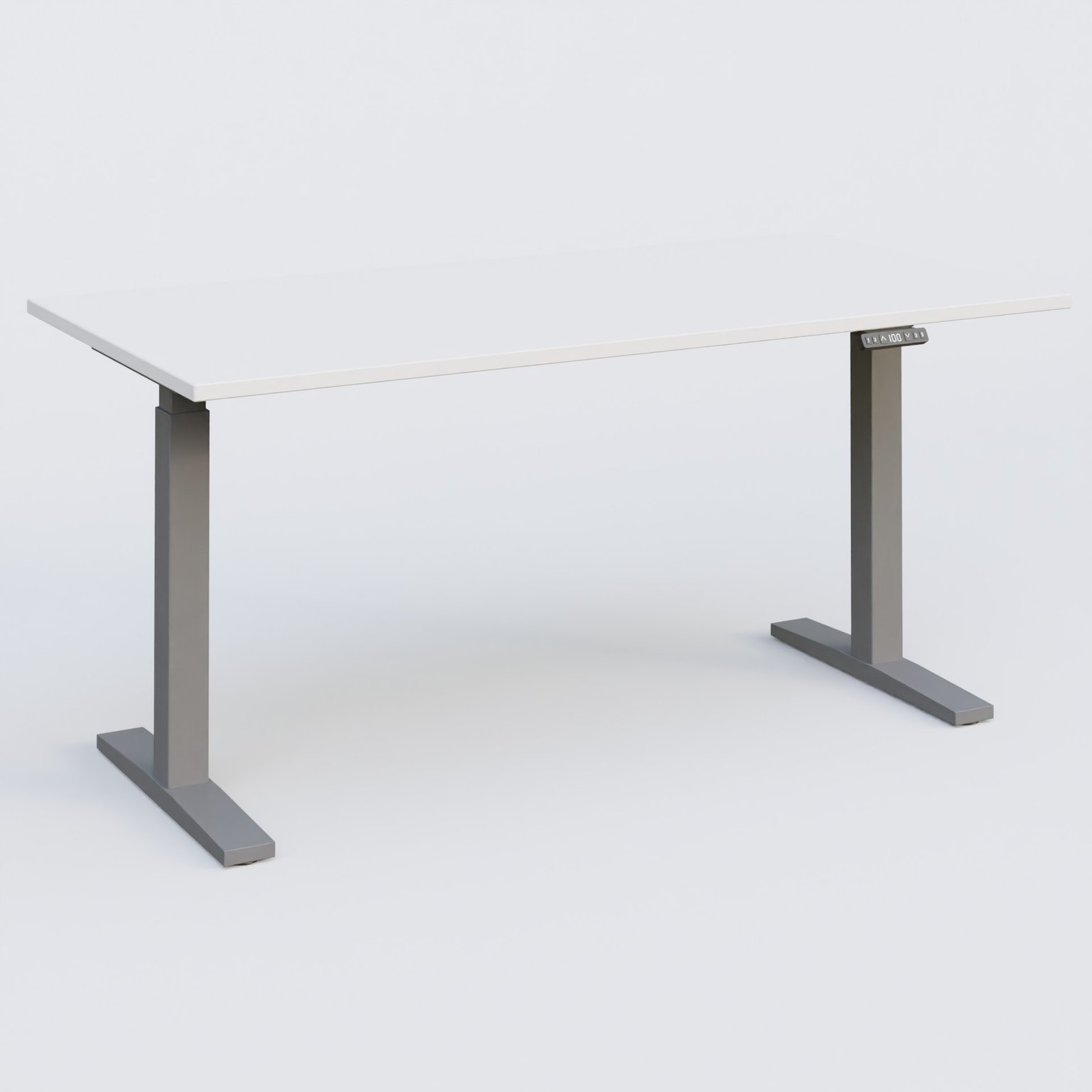 Poste solo 160*80 réglable en hauteur éléctriquement de 70-120 cm gamme KPro2. Plateau Blanc et pietement Aluminium.