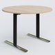 Table ronde gamme Pure diametre 110 cm. Plateau Hêtre et pietement Noir/Chrome.