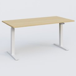 [Pas de famille] - [Pas de sous famille] - Poste solo 160*80 réglable en hauteur éléctriquement de 70-120 cm gamme KPro2. Plateau Chêne clair et pietement Blanc.