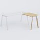 K8Wood Retour direct 80x60 sur pied -Finitions : Plateau : chêne /Piétements : Blanc / Hêtre (BW)