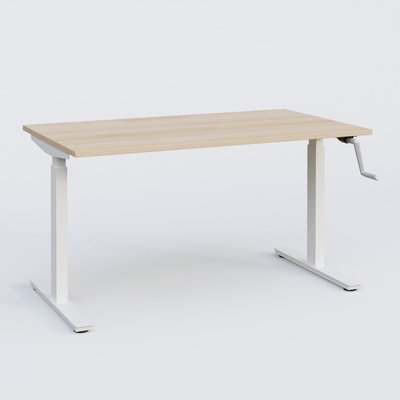 [Pas de famille] - [Pas de sous famille] - Poste solo 140*70 réglable en hauteur manuel 70-116 cm gamme KPro1. Plateau Hêtre et pietement Blanc.