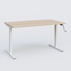[Pas de famille] - [Pas de sous famille] - Poste solo 140*70 réglable en hauteur manuel 70-116 cm gamme KPro1. Plateau Hêtre et pietement Blanc.
