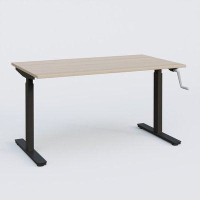 [Pas de famille] - [Pas de sous famille] - Poste solo 140*70 réglable en hauteur manuel 70-116 cm gamme KPro1. Plateau Acacia et pietement Noir.