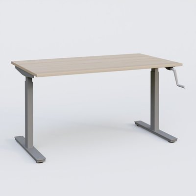 [Pas de famille] - [Pas de sous famille] - Poste solo 140*70 réglable en hauteur manuel 70-116 cm gamme KPro1. Plateau Acacia et pietement Aluminium.