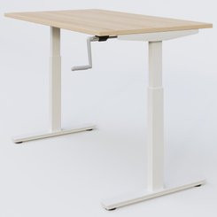 [Pas de famille] - [Pas de sous famille] - Poste solo 140*70 réglable en hauteur manuel 70-116 cm gamme KPro1. Plateau Hêtre et pietement Blanc.
