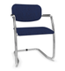 DIVA fauteuil dos tissu. piétement luge chromé. assise et dossier tissu STEP coloris bleu foncé chiné