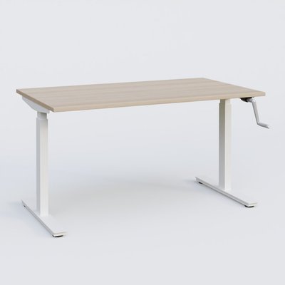 [Pas de famille] - [Pas de sous famille] - Poste solo 140*70 réglable en hauteur manuel 70-116 cm gamme KPro1. Plateau Acacia et pietement Blanc.