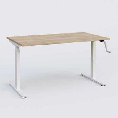 [Pas de famille] - [Pas de sous famille] - Poste solo 140*70 réglable en hauteur manuel 70-116 cm gamme KPro1. Plateau Chêne naturel et pietement Blanc.