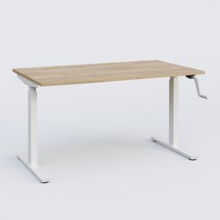 [Pas de famille] - [Pas de sous famille] - Poste solo 140*70 réglable en hauteur manuel 70-116 cm gamme KPro1. Plateau Chêne naturel et pietement Blanc.