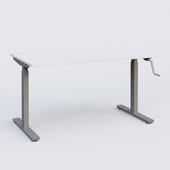 [Pas de famille] - [Pas de sous famille] - Poste solo 140*80 réglable en hauteur manuel 70-116 cm gamme KPro1. Plateau Blanc et pietement Aluminium.