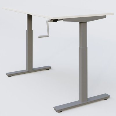 [Pas de famille] - [Pas de sous famille] - Poste solo 140*80 réglable en hauteur manuel 70-116 cm gamme KPro1. Plateau Blanc et pietement Aluminium.