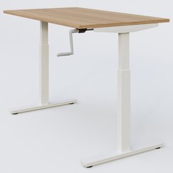 [Pas de famille] - [Pas de sous famille] - Poste solo 140*80 réglable en hauteur manuel 70-116 cm gamme KPro1. Plateau Noyer et pietement Blanc.