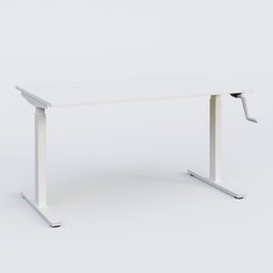 [Pas de famille] - [Pas de sous famille] - Poste solo 140*80 réglable en hauteur manuel 70-116 cm gamme KPro1. Plateau Blanc et pietement Blanc.