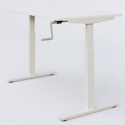 [Pas de famille] - [Pas de sous famille] - Poste solo 140*80 réglable en hauteur manuel 70-116 cm gamme KPro1. Plateau Blanc et pietement Blanc.