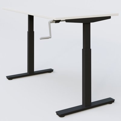 [Pas de famille] - [Pas de sous famille] - Poste solo 140*80 réglable en hauteur manuel 70-116 cm gamme KPro1. Plateau Blanc et pietement Noir.