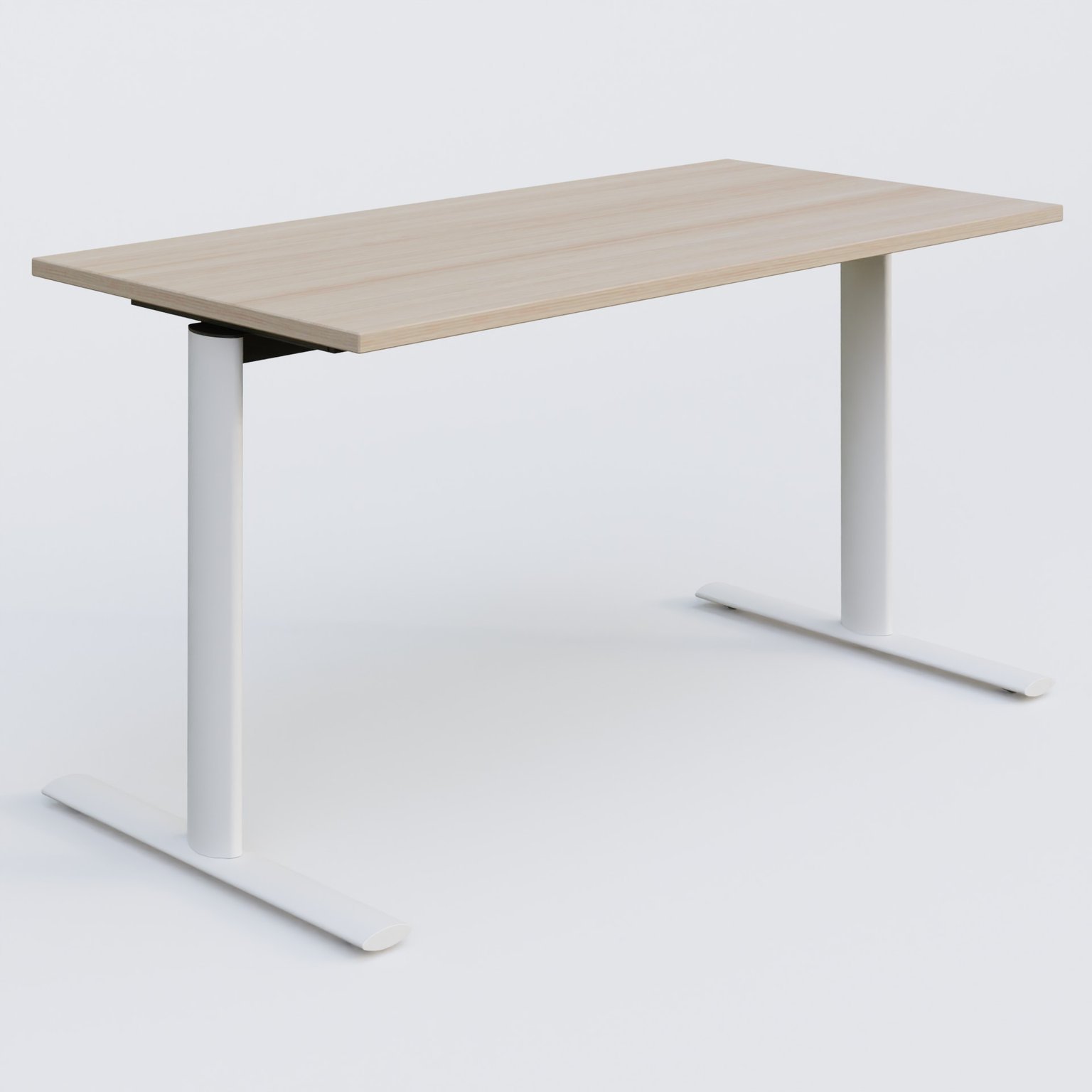 Module droit gamme Pure 140-70 cm. Plateau Acacia et pietement Blanc.