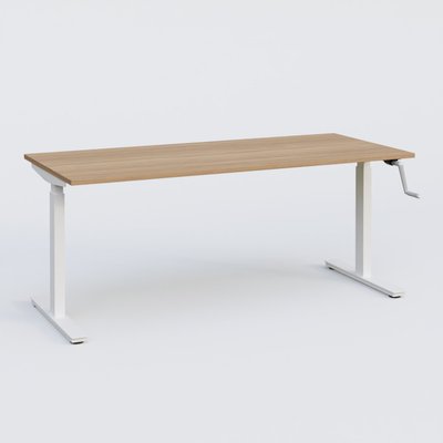 [Pas de famille] - [Pas de sous famille] - Poste solo 160*80 réglable en hauteur manuel 70-116 cm gamme KPro1. Plateau Noyer et pietement Blanc.