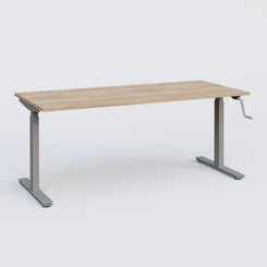 [Pas de famille] - [Pas de sous famille] - Poste solo 180*80 réglable en hauteur manuel 70-116 cm gamme KPro1. Plateau Chêne naturel et pietement Aluminium.