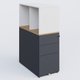 Caisson HB 3 tiroirs avec niche. Caisson Anthracite top de finition Noyer et niche blanche.