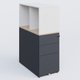 Caisson HB 3 tiroirs avec niche. Caisson Anthracite top de finition Hêtre et niche blanche.