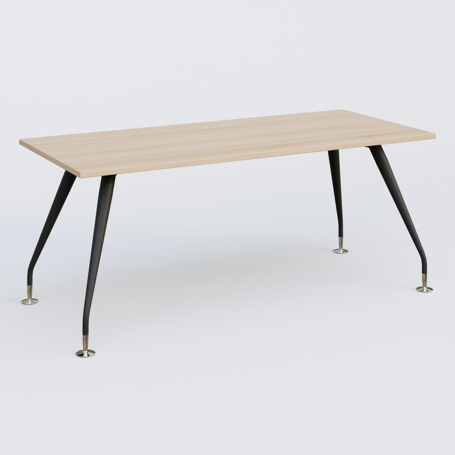 K5 plan droit 180*80 cm. Plateau Hêtre et pietement Noir Mat avec base chromé.