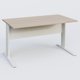 K1 Plateau droit 140x80 avec voile de fond métal. Plateau Acacia et pietement Blanc