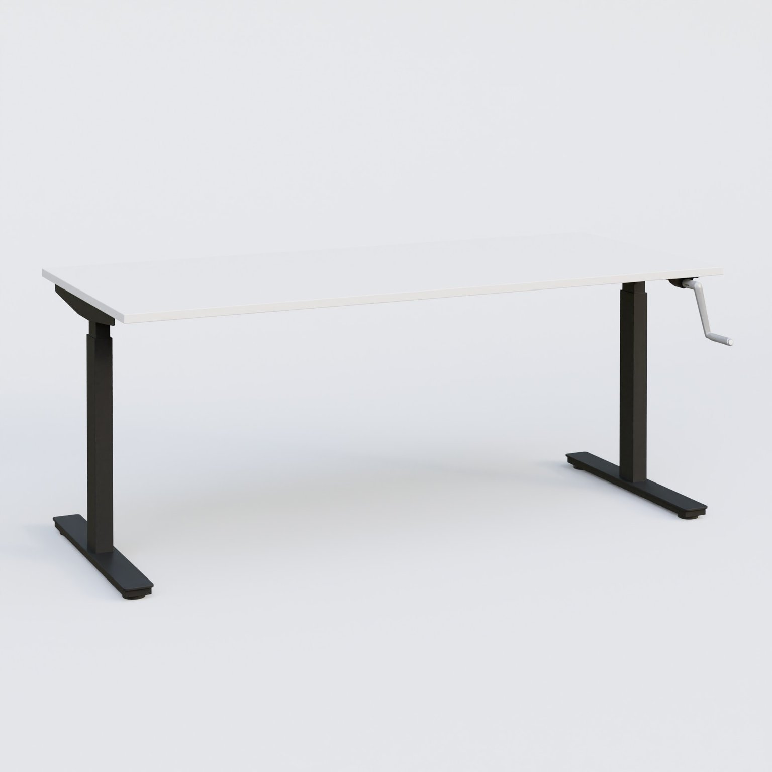 Poste solo 180*80 réglable en hauteur manuel 70-116 cm gamme KPro1. Plateau Blanc et pietement Noir.
