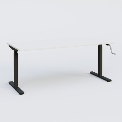 [Pas de famille] - [Pas de sous famille] - Poste solo 180*80 réglable en hauteur manuel 70-116 cm gamme KPro1. Plateau Blanc et pietement Noir.