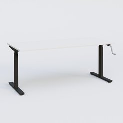 [Pas de famille] - [Pas de sous famille] - Poste solo 180*80 réglable en hauteur manuel 70-116 cm gamme KPro1. Plateau Blanc et pietement Noir.