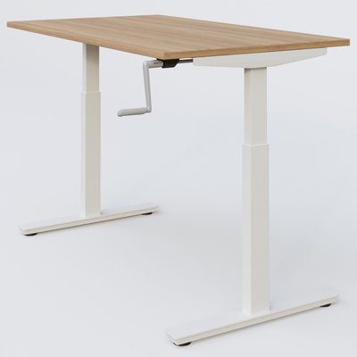 [Pas de famille] - [Pas de sous famille] - Poste solo 180*80 réglable en hauteur manuel 70-116 cm gamme KPro1. Plateau Noyer et pietement Blanc.