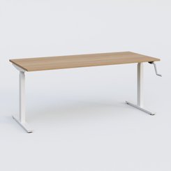 [Pas de famille] - [Pas de sous famille] - Poste solo 180*80 réglable en hauteur manuel 70-116 cm gamme KPro1. Plateau Noyer et pietement Blanc.