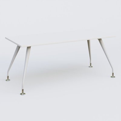 [Pas de famille] - [Pas de sous famille] - K5 plan droit 180*80 cm. Plateau Blanc et pietement Blanc avec base chromé.